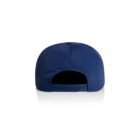 Back view of a blue baseball cap with an adjustable snapback closure.