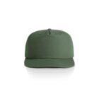 Front view of a plain green baseball cap on a white background.