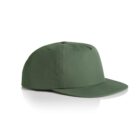 Green baseball cap with a flat brim, displayed on a white background.