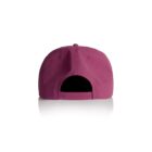 Back view of a pink snapback cap with adjustable strap on a white background.