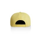 Back view of a yellow baseball cap with an adjustable snapback closure.