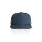 Front view of a plain dark blue baseball cap on a white background.