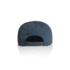 Back view of a blue snapback cap with adjustable strap on a white background.