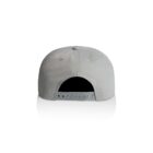 Back view of a light gray snapback cap with adjustable strap on white background.