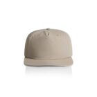 Beige flat-brim baseball cap on a white background.
