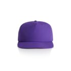 Purple baseball cap viewed from the front on a white background.