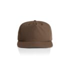 Brown baseball cap viewed from the front on a white background.