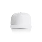 Plain white baseball cap on a white background, shown from the front.