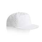 A plain white baseball cap on a white background.