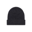 A plain, dark gray knit beanie with a folded brim, shown on a white background.