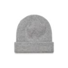 Light gray knit beanie hat with a folded brim, displayed on a white background.