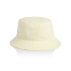 Beige bucket hat with a wide brim on a white background.
