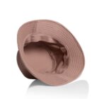 A brown bucket hat shown from above on a white background.