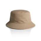 Beige bucket hat on a white background with a slight reflection underneath.