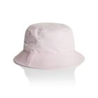 Light pink bucket hat with stitching detail, shown on a white background.