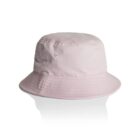 Light pink bucket hat with a wide brim, shown against a white background.