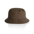 Brown bucket hat with simple stitching, photographed against a white background.
