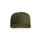 Olive green baseball cap on a white background, viewed from the front.