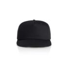 A plain black baseball cap shown from the front on a white background.