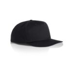 Black baseball cap on a white background with a slight shadow.