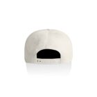 Back view of a plain white baseball cap with an adjustable snapback strap.