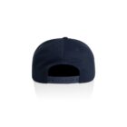 Navy blue snapback hat viewed from the back on a white background.