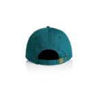 Teal baseball cap shown from the back with an adjustable strap and metal clasp.