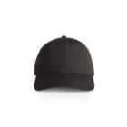 A plain black baseball cap shown from the front against a white background.