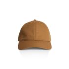 Brown baseball cap on a white background, viewed from the front.