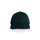 A plain dark green baseball cap viewed from the front on a white background.