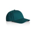 Teal baseball cap on a white background with a slight shadow beneath it.