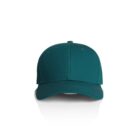 Teal baseball cap viewed from the front on a white background.