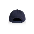 Navy blue baseball cap viewed from the back with adjustable snap closure.