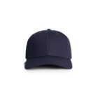 Navy blue baseball cap viewed from the front on a white background.