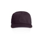 Black baseball cap viewed from the front on a white background.