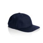 Navy blue baseball cap on a white background with a slight shadow underneath.
