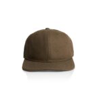Brown baseball cap on a white background, viewed from the front.