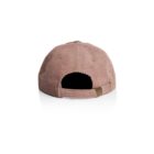Back view of a light brown corduroy baseball cap with an adjustable strap.