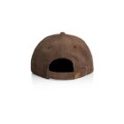 Brown corduroy baseball cap viewed from the back with an adjustable strap.