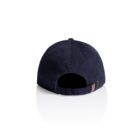 Navy blue baseball cap shown from the back with an adjustable strap and metal buckle.