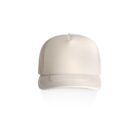 Beige trucker hat with mesh sides, shown from the front on a white background.