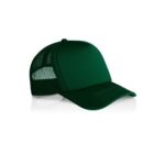 Dark green mesh trucker cap on a white background.