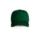 A plain green trucker hat with a mesh back, shown from the front on a white background.
