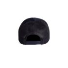 Back view of a black mesh trucker hat with an adjustable snapback closure.