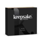 Black box labeled keepsake collection with a minimalist design.