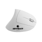 White ergonomic mouse with ABSTRACT logo and vertical design.