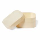 Small open wooden box with a detached lid.