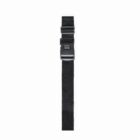 A black travel luggage strap with a combination lock.