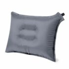 Gray inflatable pillow with a valve and recessed center.