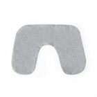Gray neck pillow with a U-shaped cutout.